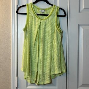 Studio JPR Women's Medium Lime Green & Ivory Loose Fit Jersey Sleeveless Top